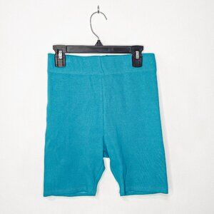 Inamorata "Franklin" Teal Ribbed Bike Shorts NWT